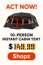 Oz TrailK Pro 10-Person Instant Cabin Tent – 2-Room Family Camping Tent with Rainfly Color May vary (LAST ONE)
