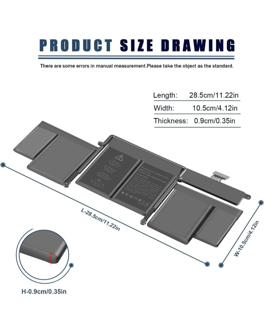 A1502 A1582 Laptop Battery for MacBook Pro 13 inch Retina [ Early 2015, Mid 2014, Late 2013] A1493 11.42V 74.9Wh
