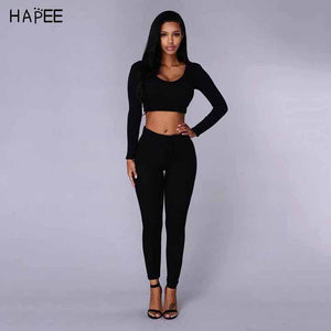 Women Sports Clothing Running Wear Sexy Slim Gym Fitness Crop Top Hoodies High Waist Elastic Pant Workout Sport Suit Yoga Set