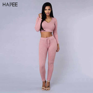 Women Sports Clothing Running Wear Sexy Slim Gym Fitness Crop Top Hoodies High Waist Elastic Pant Workout Sport Suit Yoga Set