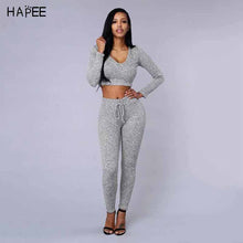 Women Sports Clothing Running Wear Sexy Slim Gym Fitness Crop Top Hoodies High Waist Elastic Pant Workout Sport Suit Yoga Set