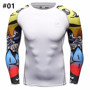 12 Styles Mens Fitness Jogging Skins Tights T-shirt Casual Elastic Quick Drying Long-Sleevet-shirts