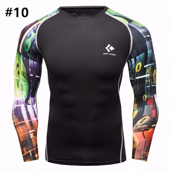 12 Styles Mens Fitness Jogging Skins Tights T-shirt Casual Elastic Quick Drying Long-Sleevet-shirts