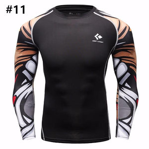 12 Styles Mens Fitness Jogging Skins Tights T-shirt Casual Elastic Quick Drying Long-Sleevet-shirts