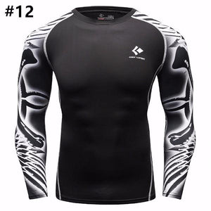 12 Styles Mens Fitness Jogging Skins Tights T-shirt Casual Elastic Quick Drying Long-Sleevet-shirts